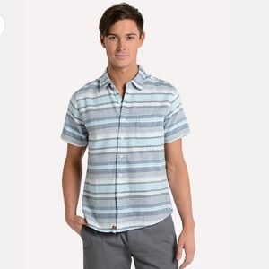 THE NORMAL BRAND
MEN'S FRESHWATER INDIGO SHORT SLEEVE BUTTON DOWN SHIRT large